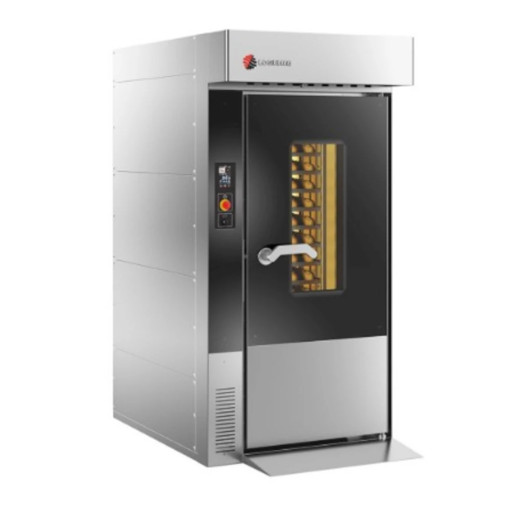 Horno Rotatorio Fox-36t-5070 Con 36 Bandejas, Gran Calidad De Coccion, A Inox, Facha De Vidrio Negro Templado
