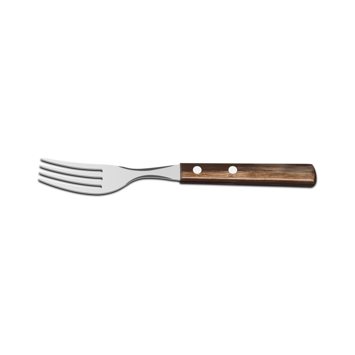 Tenedor De Mesa  Con Lámina De Acero Inoxidable Y Mango De Madera Tratada Polywood Castaño