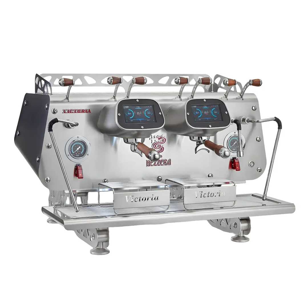 Máquina para Café Espresso Victoria Brewing Pro 2 Grupos, Acero Inoxidable, 4 Calderas (2 x 1 L vapor + 2 x 6 L), 480 Tazas/Hora