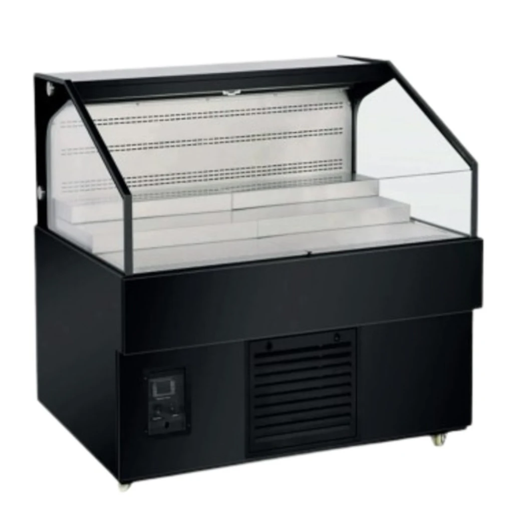 Exhibidor Refrigerado Abierto, Color Negro Base A.inoxidable,215 Lts, 1300 X 850 X 1050 Mm