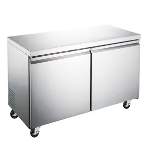 Refrigerador Horizontal Bajo Barra, Acero Inoxidable, 3 Puertas Sólidas, 17 Pies