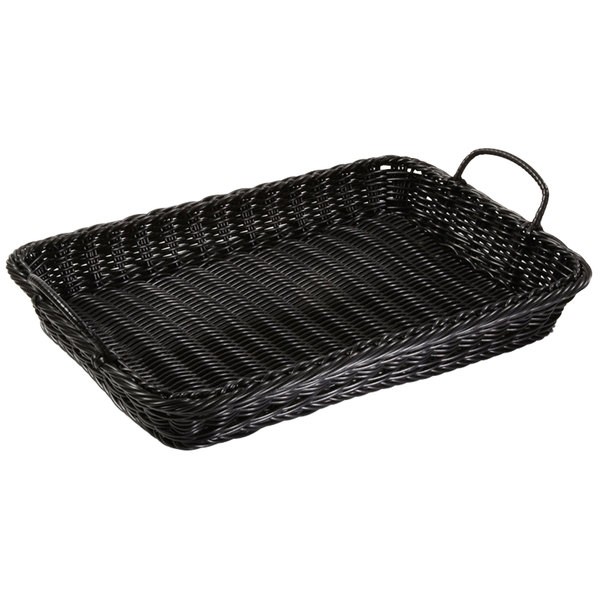 Cesta Tejida Rectangular Con Oreja (19 X 14 X 4 Pulgadas), Negra
