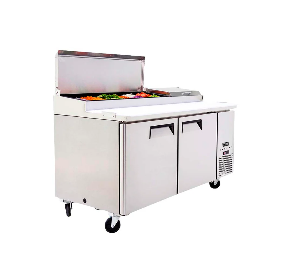 Mesa Refrigerada De Trabajo Para Pizza, A. Inox, 3 Puertas , 3 Parillas