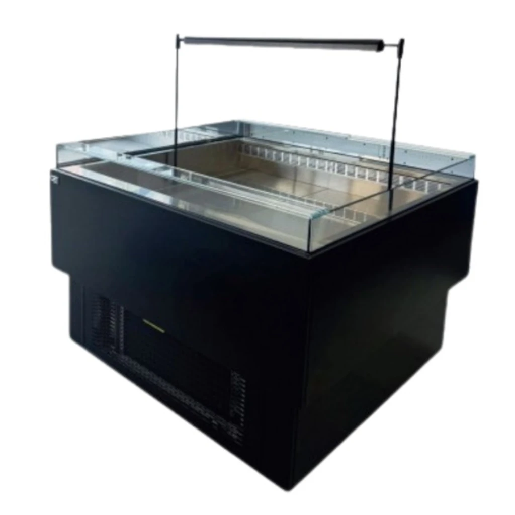Isla Central Refrigerada Abierta, Exterior Negro Interior A. Inox, Temperatura De 1 A 5 °. 1200 X 1200 X 1295mm