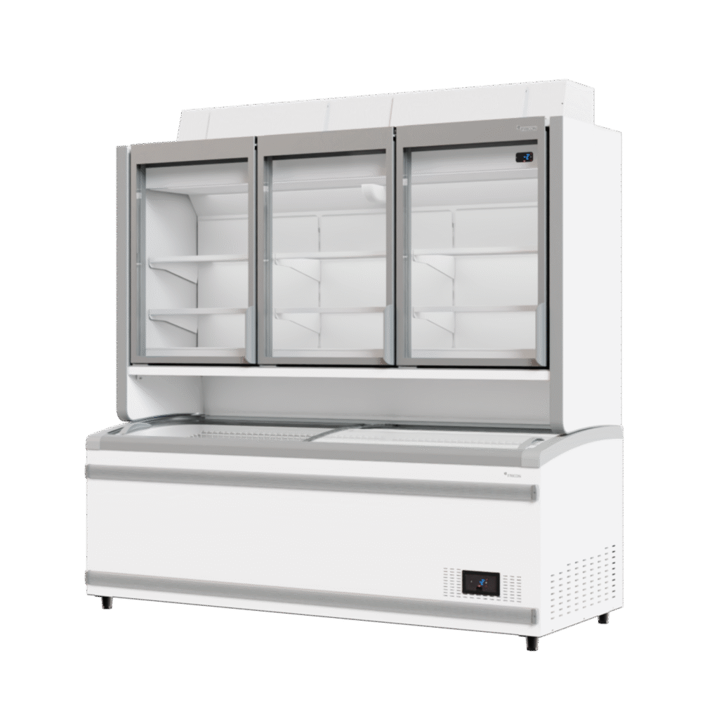 Refrigerador / Congelador Vertical Tapa Dezlisante '' Push'',medidas: 2370 Mm Alto, 1018 Mm 
Fondo, 2108 Mm Frente