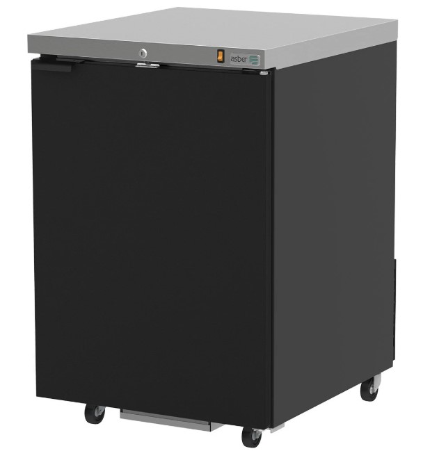 Refrigerador De Contra Barra En Vinil Negro - 1 Puerta Solida - Cerradura En Puerta + Luz Interna R290