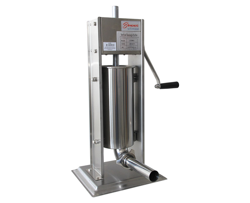 MBH - Embutidora industrial de salchichas manual 7 litros INOX para  hostelería. Máquina para embutir chorizos profesional vertical.