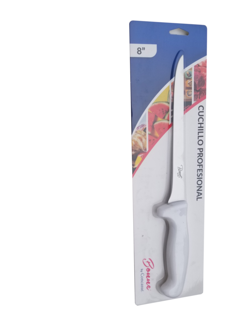 Cuchillo Filetero 8 Pulgadas, Acero Inoxidable, Blanco