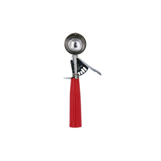 Porcionador Reforzado 1 1/3 Onzas, 1/6 Tazas, Acero Inoxidable, Rojo