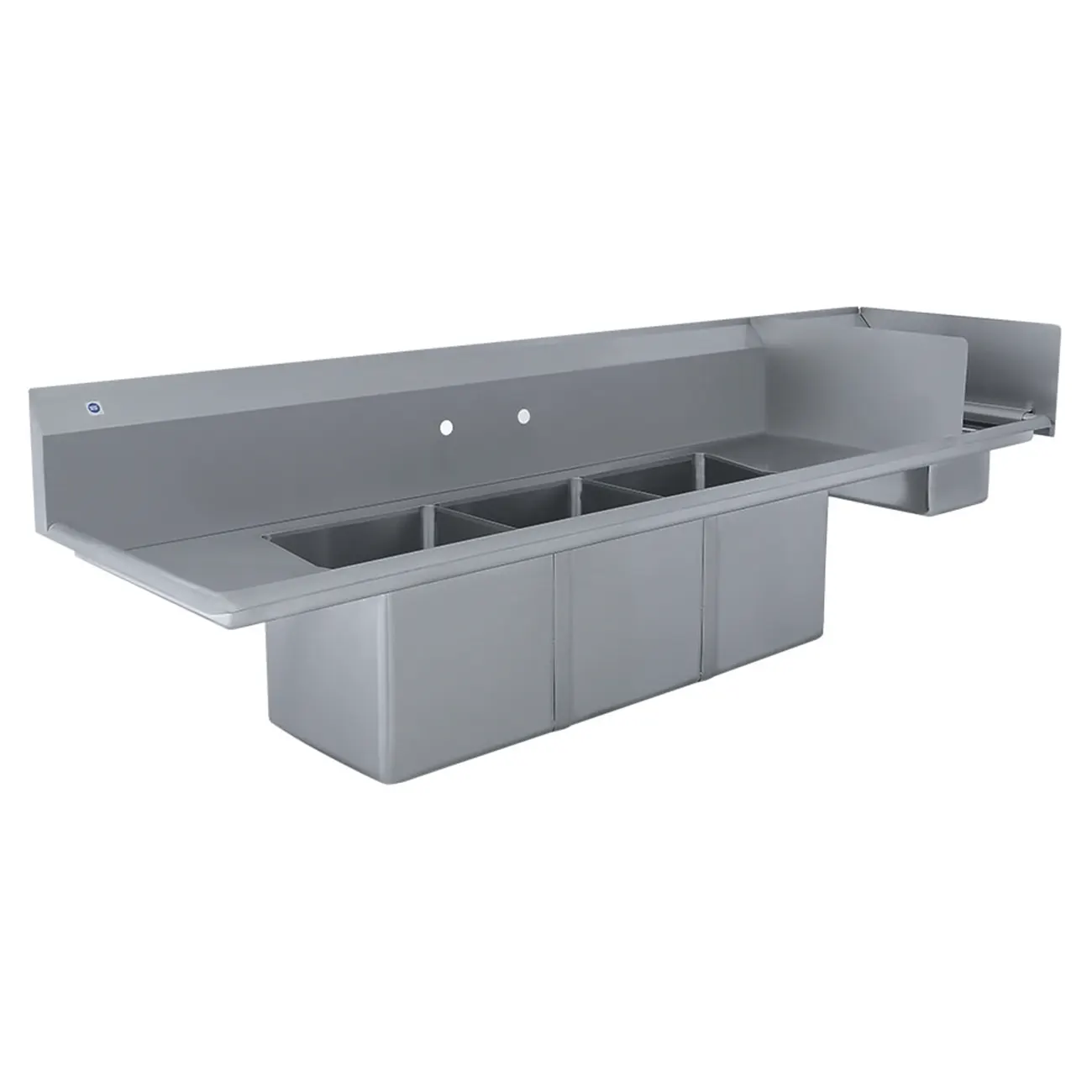 Fregadero De 3 Tarjas Con Dos Escurridorres Laterales, A.inox, 226x64x23 Cm