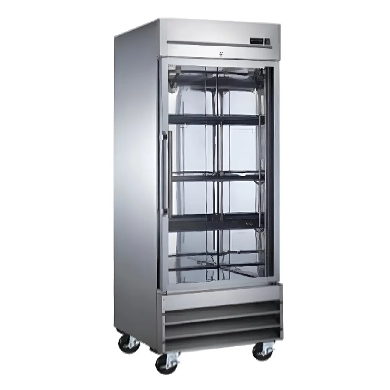 Congelador 1 Puerta De Cristal A. Inox, Control Digital De Temperatura,5 Parillas