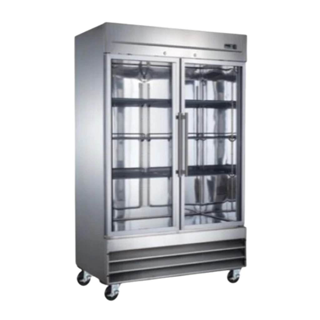 Congelador 2 Puerta De Cristal A. Inox, Control Digital De Temperatura,10 Parillas