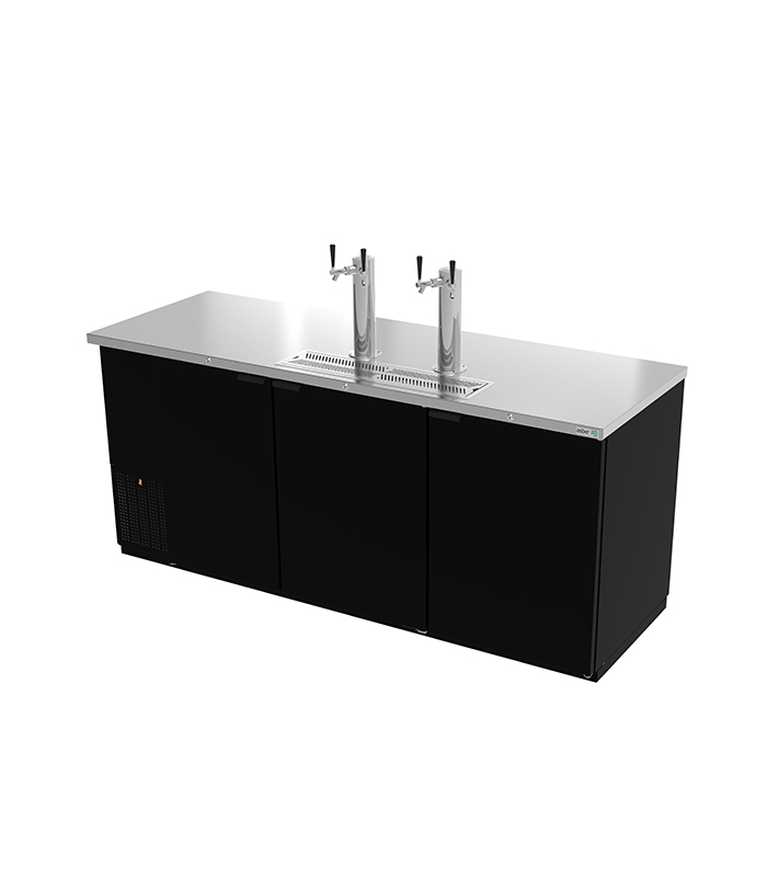 Dispensador Refrigerado En Vinil Negro - 2 Puertas Solidas - 2 Torres - 3 Dispensadores - Cerraduras En Puertas + Luz Interna