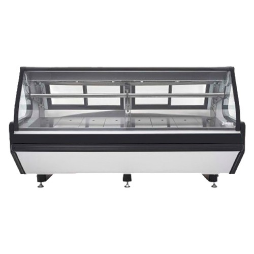 Vitrina Carnicera Acero Inoxidable Con Mosaico Negro, 2 Charolas, 3 Puertas Abatibles,4 Corredizas Mod Lift VIT-VMCA-250LIFT