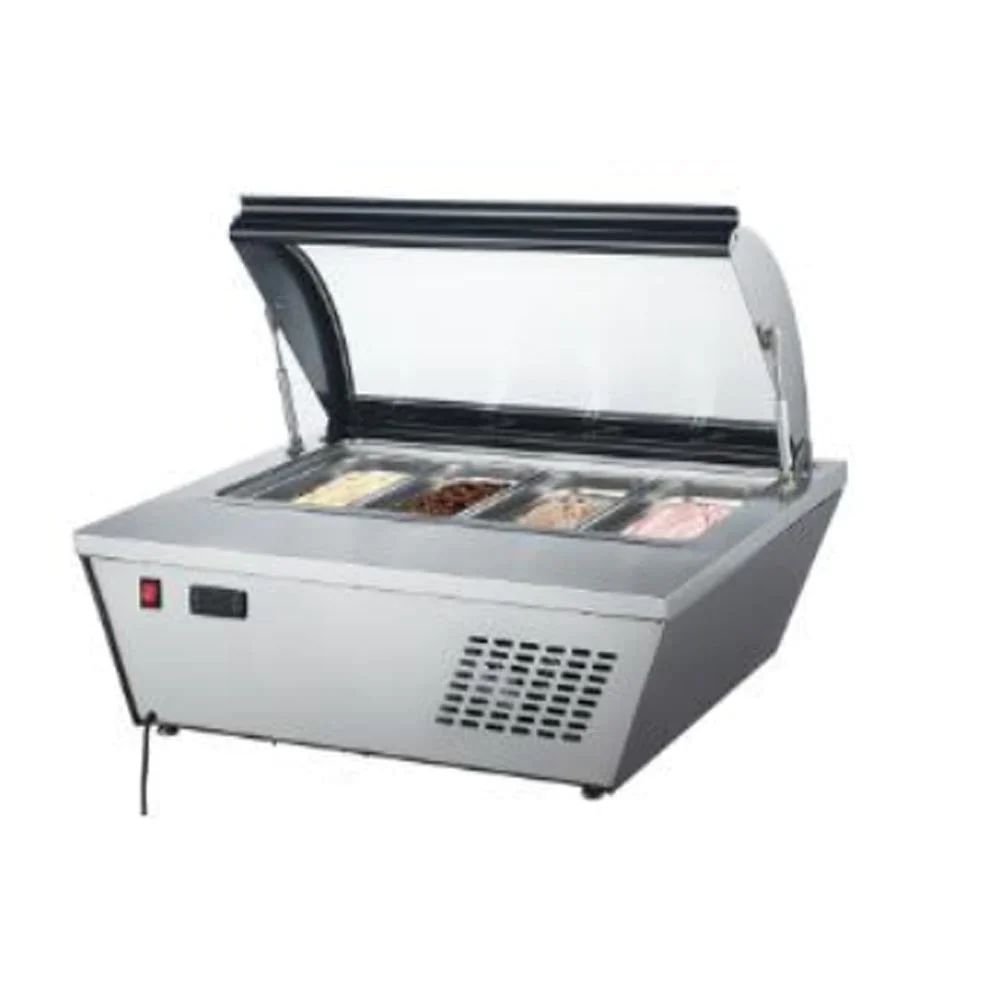 Base Congelada Para Helados De 4 Insertos De Sobre Mesa Con Tapa
